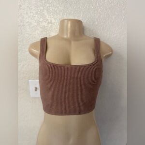 Abercrombie & Fitch Ribbed Tan Crop Top sexy brown tank top